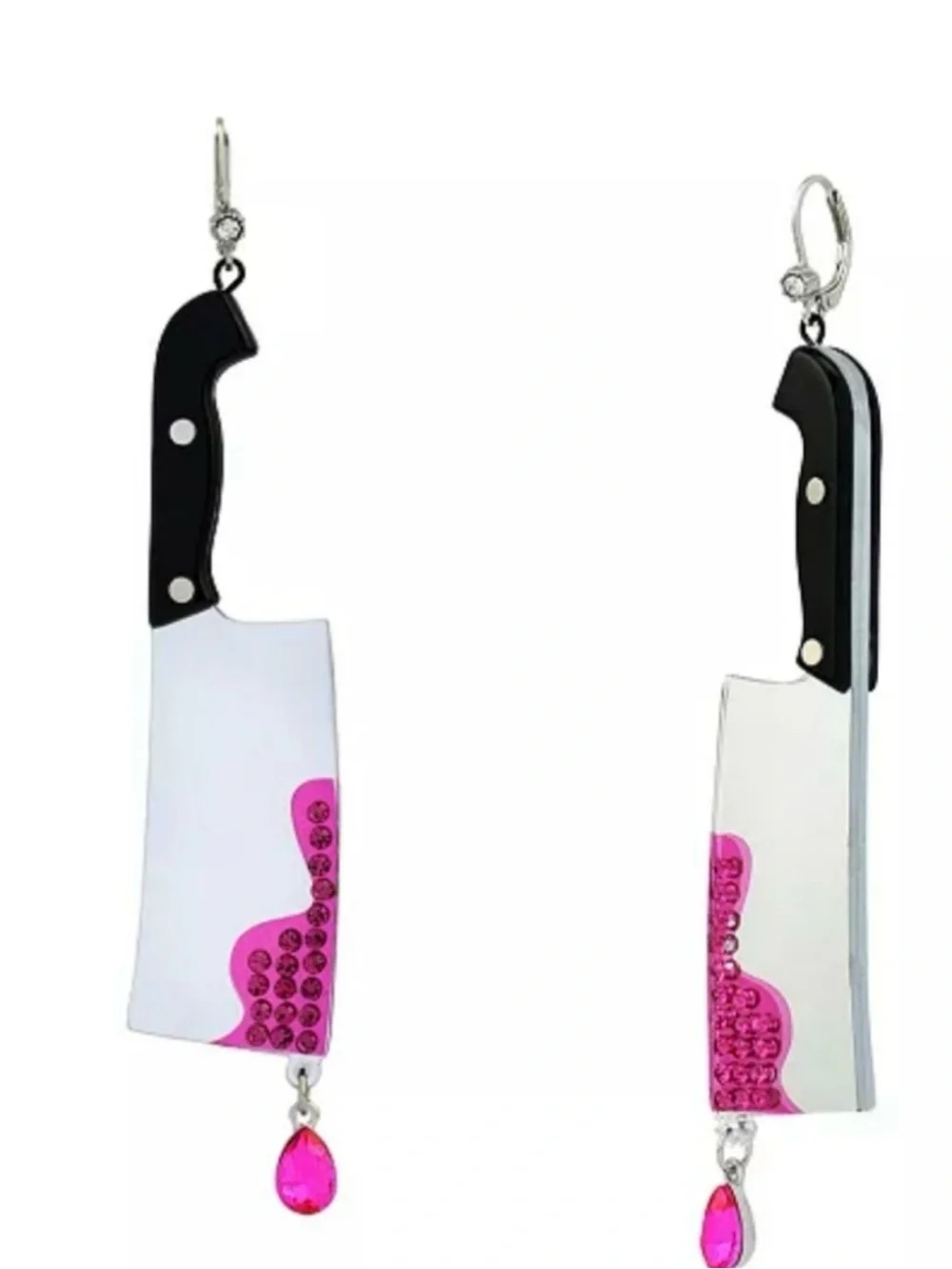 Betsey Johnson  Cleaver Drop Earrings Betsey put tiny crystal as signature.